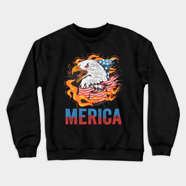 Merica Eagle Independence Day Gift Crewneck Sweatshirt by BadDesignCo